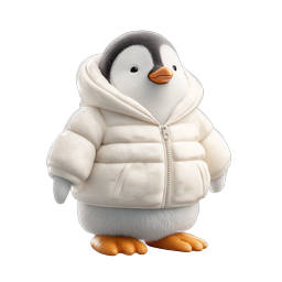Adorable Penguin in Puffer Jacket 3D Icon