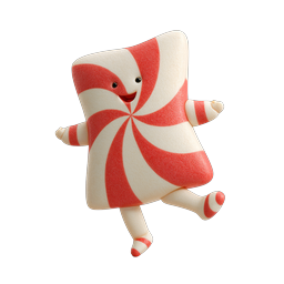Festive Peppermint Candy Character 3D Icon