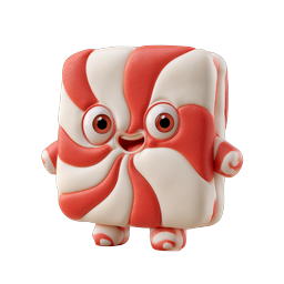 かわいいペパーミントキャンディキャラクター 3Dアイコン