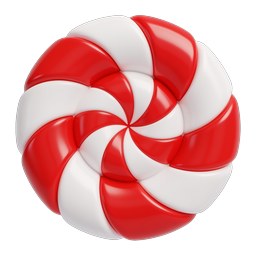 Peppermint Candy Icon - 3D Red White Swirl