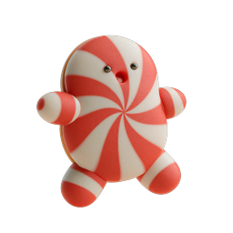 Peppermint Gingerbread Character - Festive 3D Icon