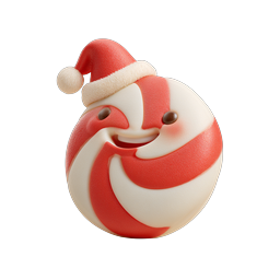 ペパーミント・サンタキャンディ・クリスマスアイコン - フェスティブ 3D クレイ