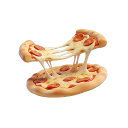 Pepperoni Pizza Slice with Stretchy Cheese 3D Icon