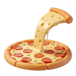 Pepperoni Pizza 3D Clay Icon - Cheesy Food Illustration