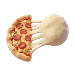 Pepperoni Pizza Slice with Cheese Pull Icon | 3D Food