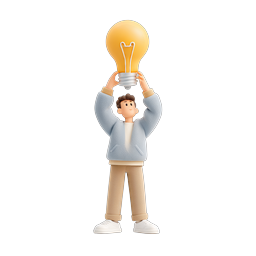 Persona sosteniendo una bombilla - Ilustración 3D de idea creativa