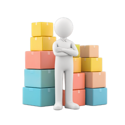Person with Boxes Icon for Logistics and E-commerce