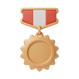 Peru Flag Medal Icon - Gold Award Badge 3D