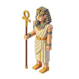 Egyptian Pharaoh with Ankh Voxel 3D Icon