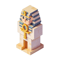 Ägyptischer Pharao 3D Voxel Icon - Isometrisches Game Asset