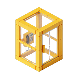 Icône 3D de cabine téléphonique isométrique - Cabine téléphonique publique