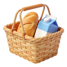 Icon Picknickkorb mit frischem Brot und Milch