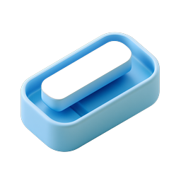 3D Pill Button Icon - Soft Blue Medical UI Element