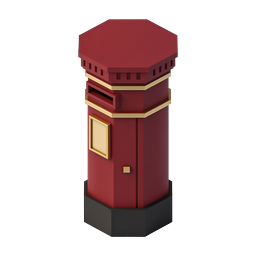 Red British Pillar Box Post Mailbox 3D Icon