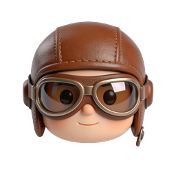 Ícone de personagem piloto 3D adorável com óculos