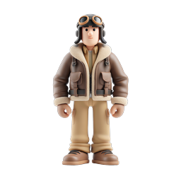 Ícone de Personagem Piloto de Avião - Design de Piloto Cartoon 3D