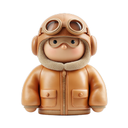 Ícone de Personagem Piloto Aviador Fofo | Estilo de Argila 3D
