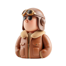 Ícone de personagem 3D de aviador vintage