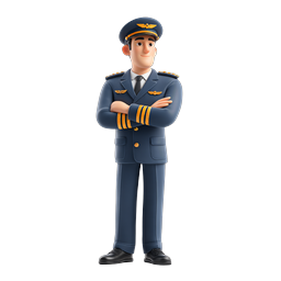 Icona avatar 3D di un capitano pilota amichevole per l'aviazione
