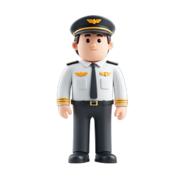Icona personaggio capitano pilota 3D - Aviazione in stile clay