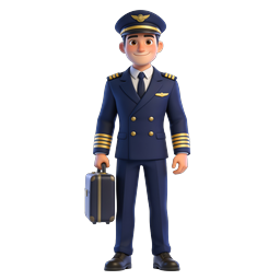 Friendly Pilot Character Icon with Suitcase | 3D Aviation