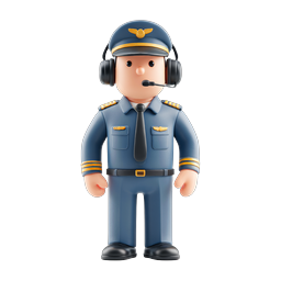 Icona personaggio pilota 3D amichevole - Avatar aviazione