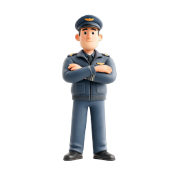 Icona personaggio pilota 3D - Mascot aviatore professionale