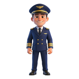 Friendly 3D Pilot Character Icon - Cartoon Aviator