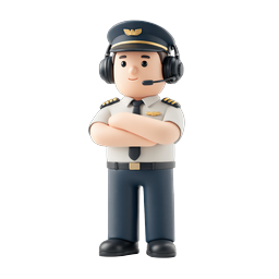 Icona personaggio pilota 3D – Aviatore professionista
