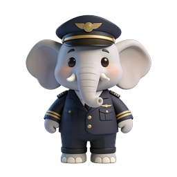 Cute Pilot Elephant Icon for Fun Travel Themes