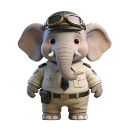 Charming Pilot Elephant Icon for Fun Projects