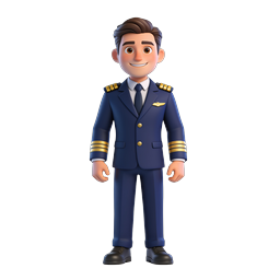 Icona personaggio ufficiale pilota 3D - Mascotte dell'aviazione
