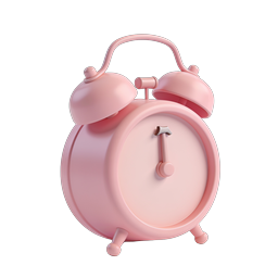 Pink Alarm Clock Icon - 3D Clay Style Time Icon