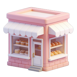 Charming Pink Bakery Shop 3D Isometric Icon