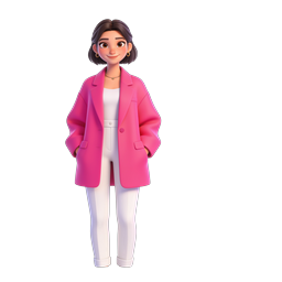 Stylish 3D Woman Character in Pink Blazer Icon