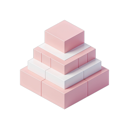 Pink Isometric Block Pyramid Icon | 3D Layered Stack