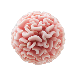 Pink 3D Brain Sphere Icon - Neuroscience Medical Symbol