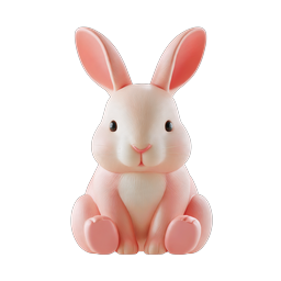 愛らしいピンクのうさぎ 3Dアイコン - かわいいウサギキャラクター