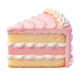 Pink Layered Cake Slice Icon - 3D Dessert Illustration