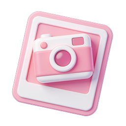 Pink 3D Camera Icon - Photography App Design