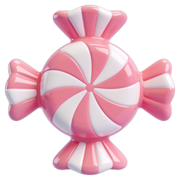 Pink Candy Wrapper Icon - Glossy 3D Sweet Treat