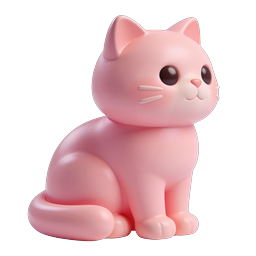 Adorable Pink 3D Cat Icon - Kawaii Style Design