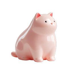 Pink Ceramic Cat Figurine | Cute Glossy Kitten Icon