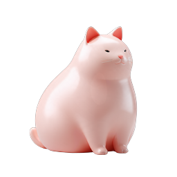 Adorable Pink Cat 3D Icon - Cute Clay Style