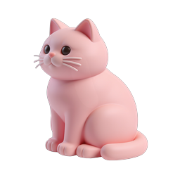 Adorable Pink Cat 3D Icon - Cute Kawaii Feline