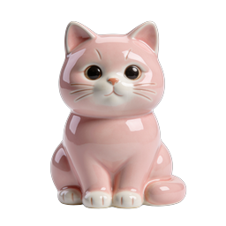Icona di statuina gatto in ceramica rosa - adorabile decorazione in porcellana
