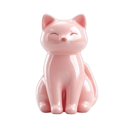 Pink Ceramic Cat Figurine - Cute 3D Rendered Icon