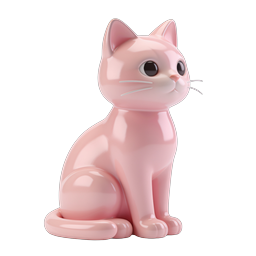 Adorable Pink Ceramic Cat Figurine 3D Icon