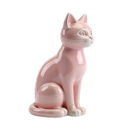 Icon einer rosa Keramikkatzenfigur - glänzendes 3D-Rendering