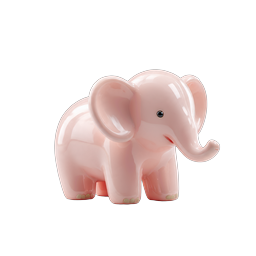 Pink Ceramic Elephant Figurine - Cute 3D Rendered Icon